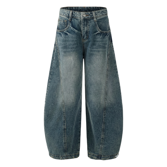 【少量現貨】閃電紋水洗彎刀褲