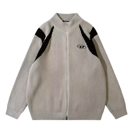 【預購】韓國 槍背帶拼接針織外套