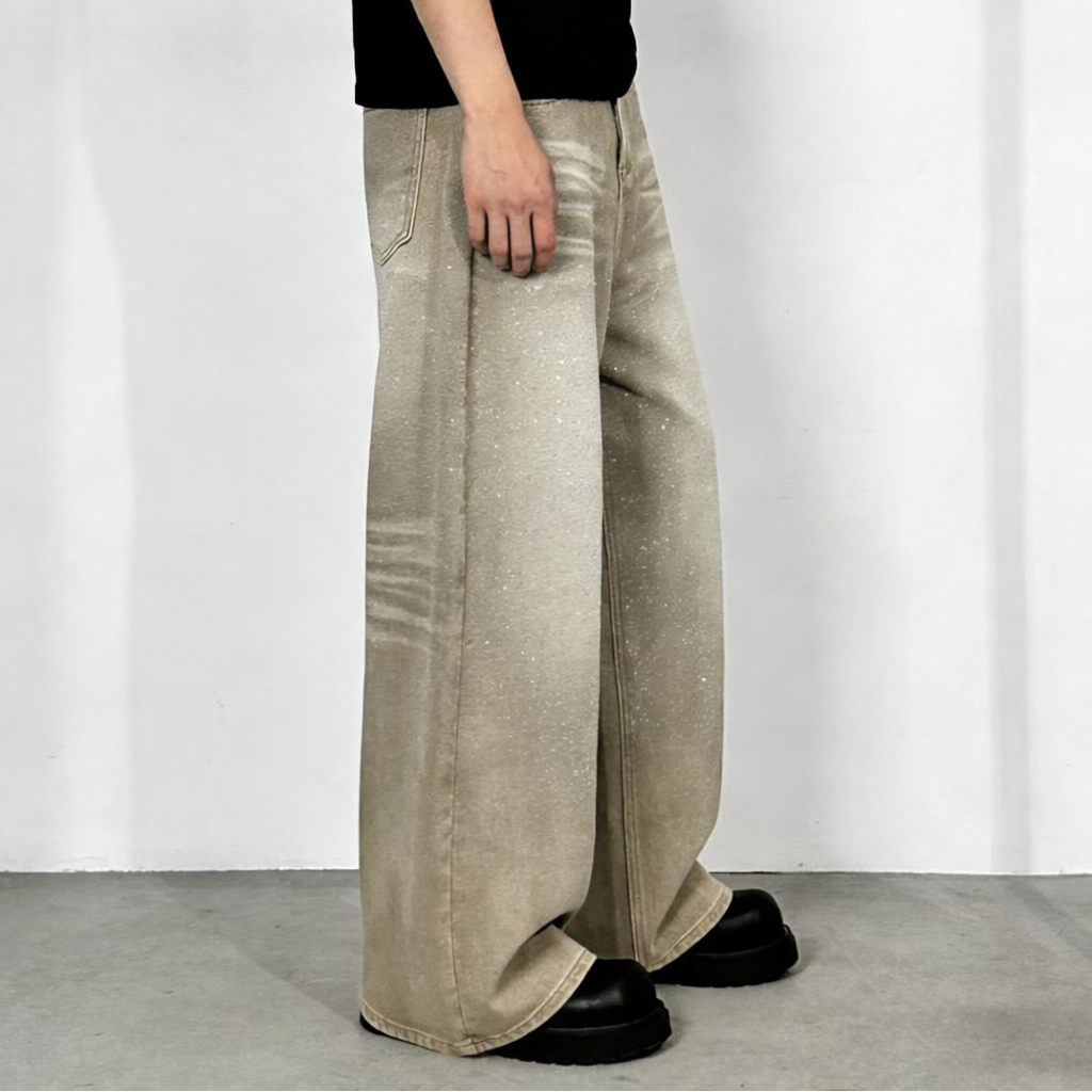 【4/1 發售】質感 沙漠滿鑽 彎刀丹寧褲