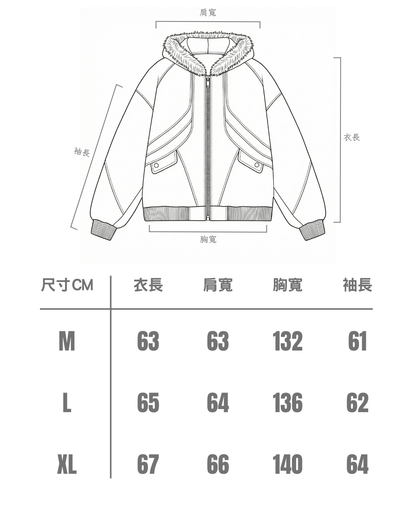 美式鯊魚鰓 Boxy座山雕加絨兔毛夾克