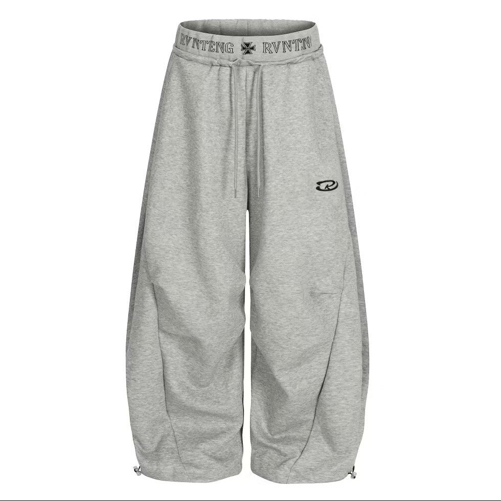 美式 解構刺繡彎刀棉褲