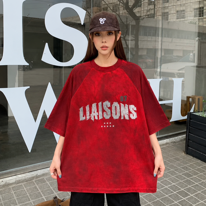韓國🇰🇷 LIAISONS 撞色斑駁 短袖