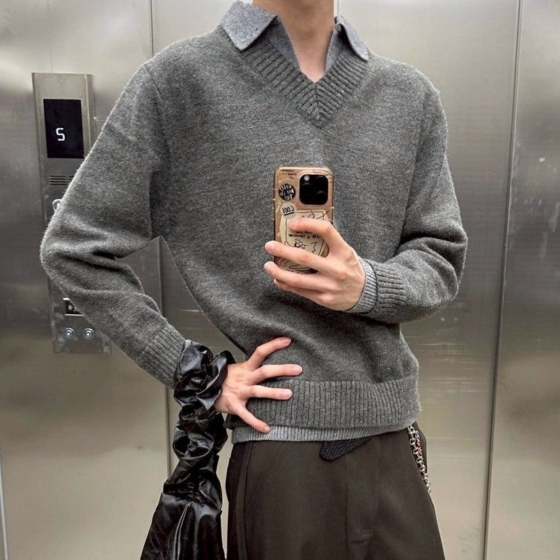 Cleanfit日規 復古寬鬆翻領毛衣