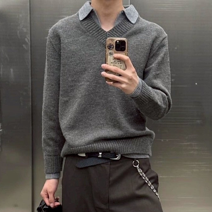 Cleanfit日規 復古寬鬆翻領毛衣