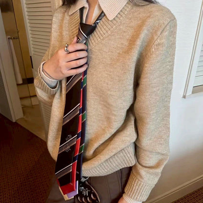 Cleanfit日規 復古寬鬆翻領毛衣