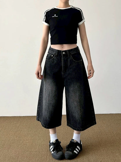 【4/1 發售】高磅 刷色七分丹寧褲