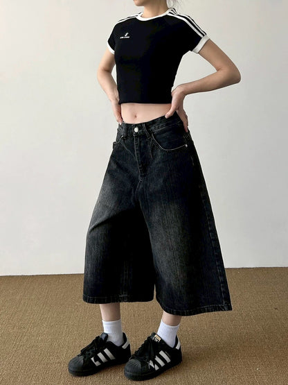 【4/1 發售】高磅 刷色七分丹寧褲