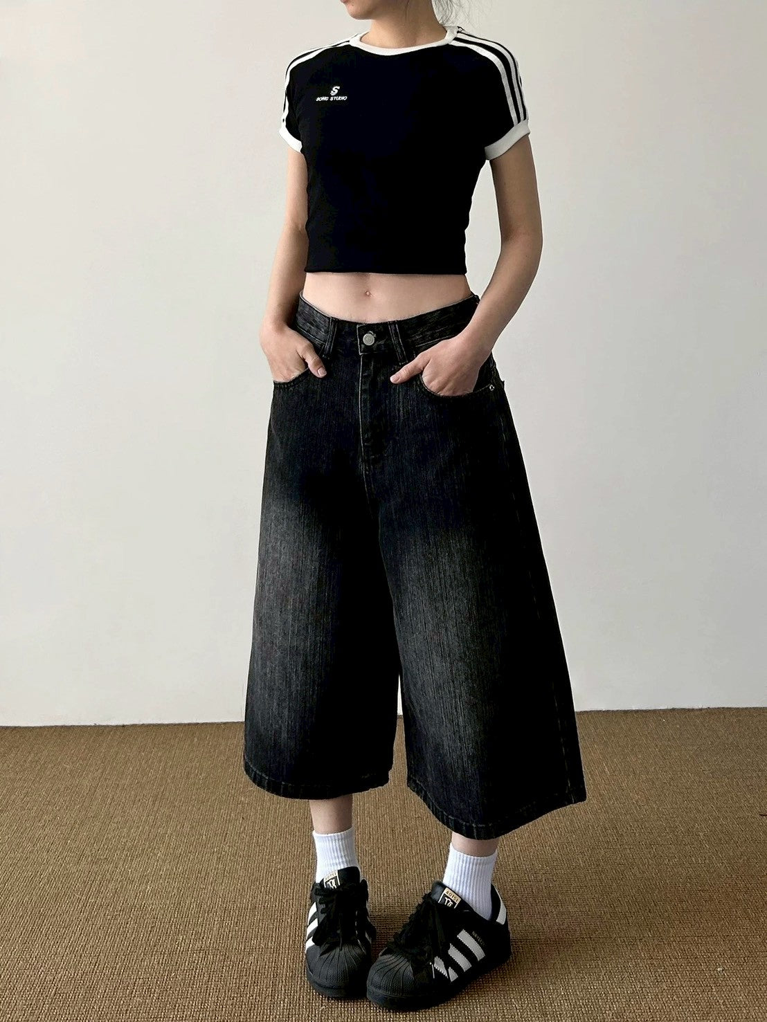 【4/1 發售】高磅 刷色七分丹寧褲