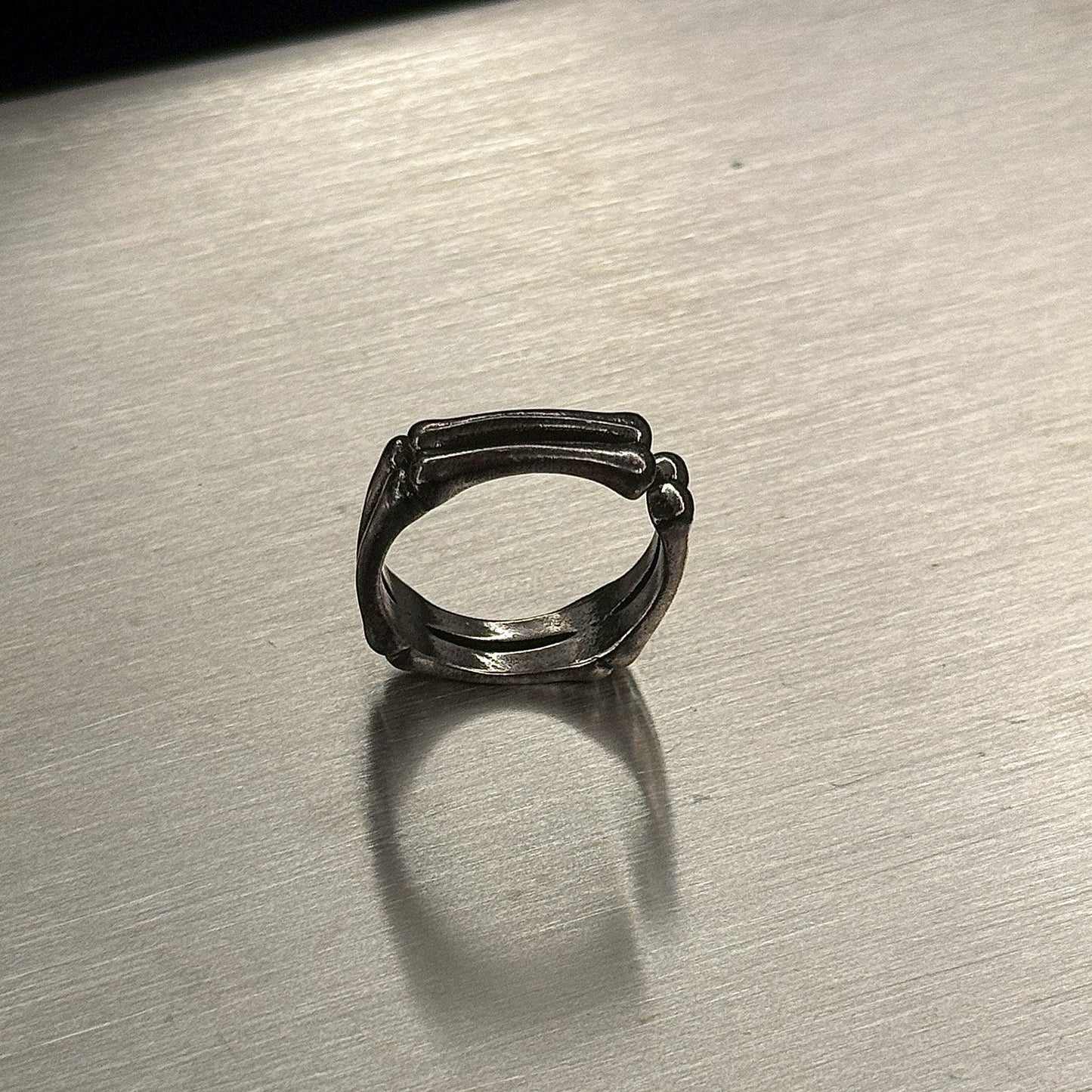 高級鈦鋼 灰骨骼鈦鋼戒指