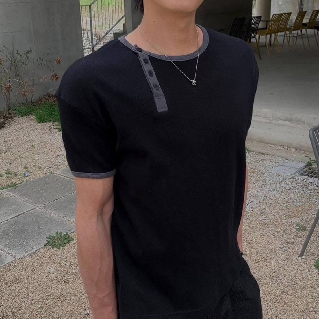 韓國🇰🇷 Vass 羅紋排扣 短袖