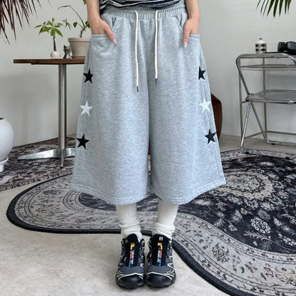 韓國🇰🇷 LuceStar Bermuda 刺繡星星七分褲
