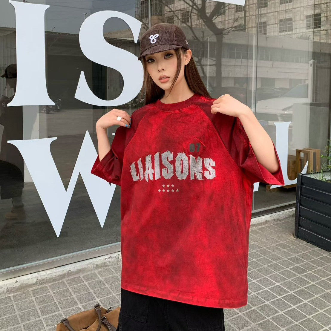 韓國🇰🇷 LIAISONS 撞色斑駁 短袖