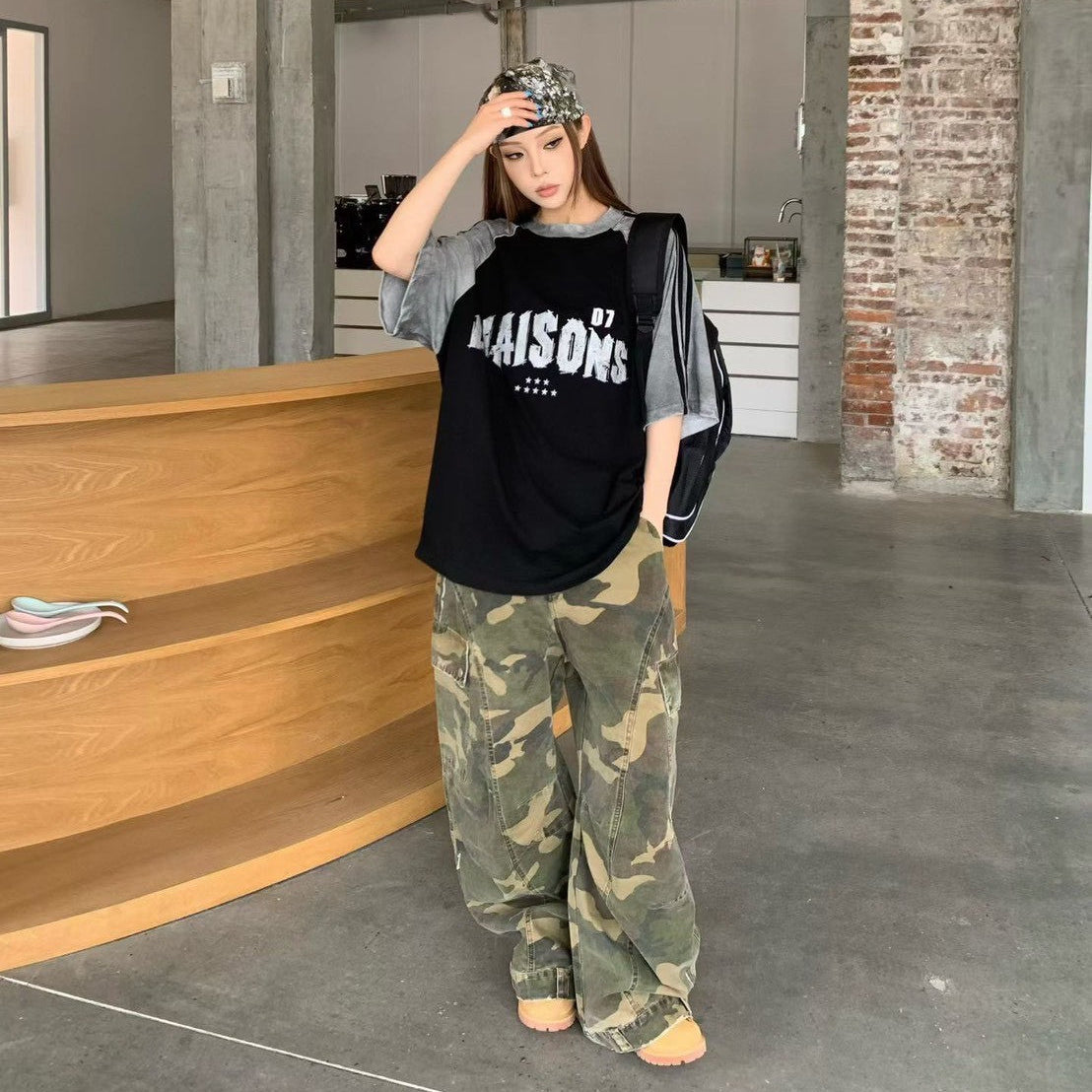 韓國🇰🇷 LIAISONS 撞色斑駁 短袖