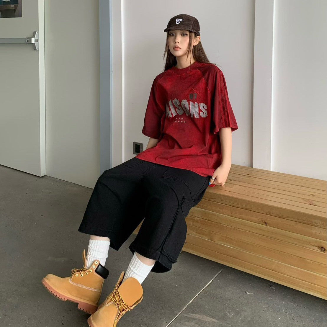 韓國🇰🇷 LIAISONS 撞色斑駁 短袖