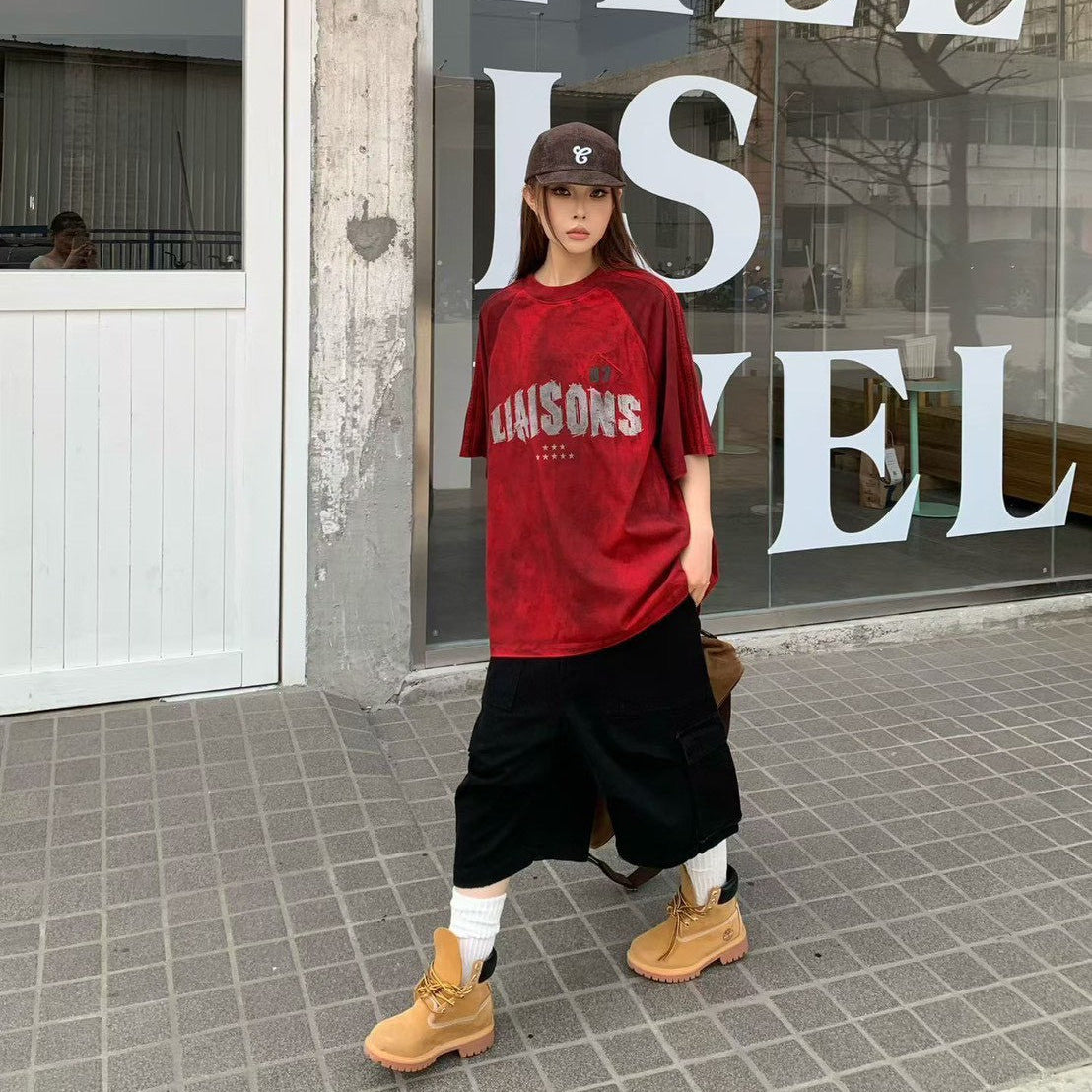 韓國🇰🇷 LIAISONS 撞色斑駁 短袖