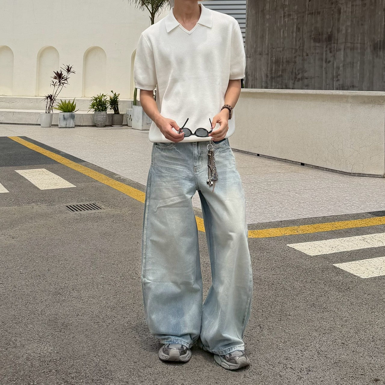 06 杭州正規店 純棉針織無釦 V領POLO衫