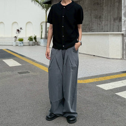 06 杭州正規 雕花釦鏤空 針織襯衫