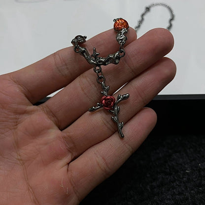 玫瑰 黑化十字 鈦鋼項鍊