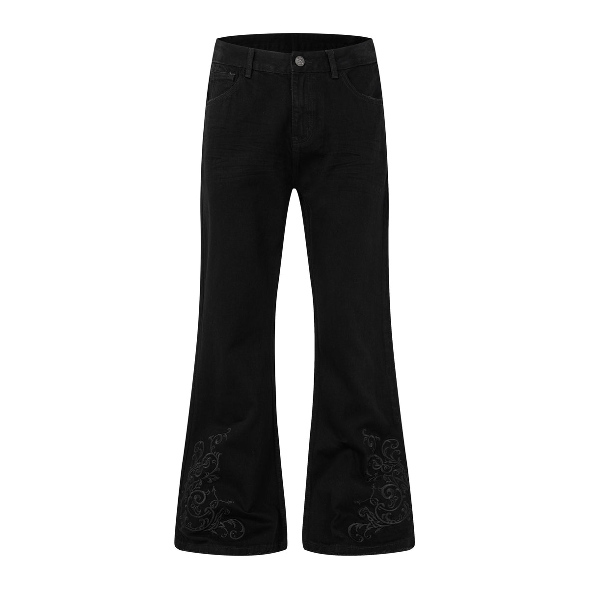 09 YKK 歌德藤蔓刺繡 喇叭丹寧褲