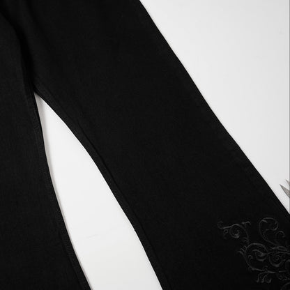 09 YKK 歌德藤蔓刺繡 喇叭丹寧褲