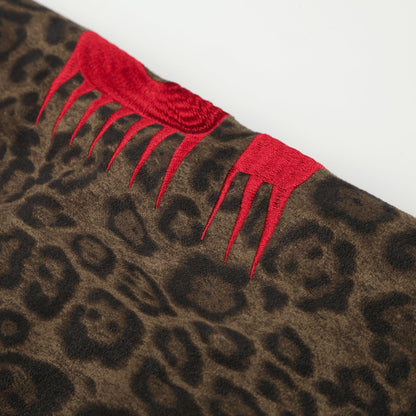 08 滑絲 刺繡紅字 777 豹紋立領外套