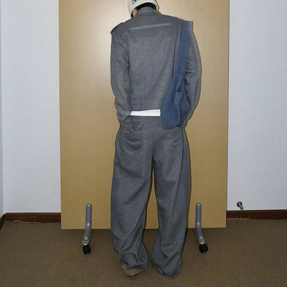 韓國 棉質解構 廓形 打褶彎刀褲