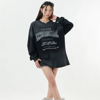 09 水洗渲染 斑駁美式 寬鬆長袖