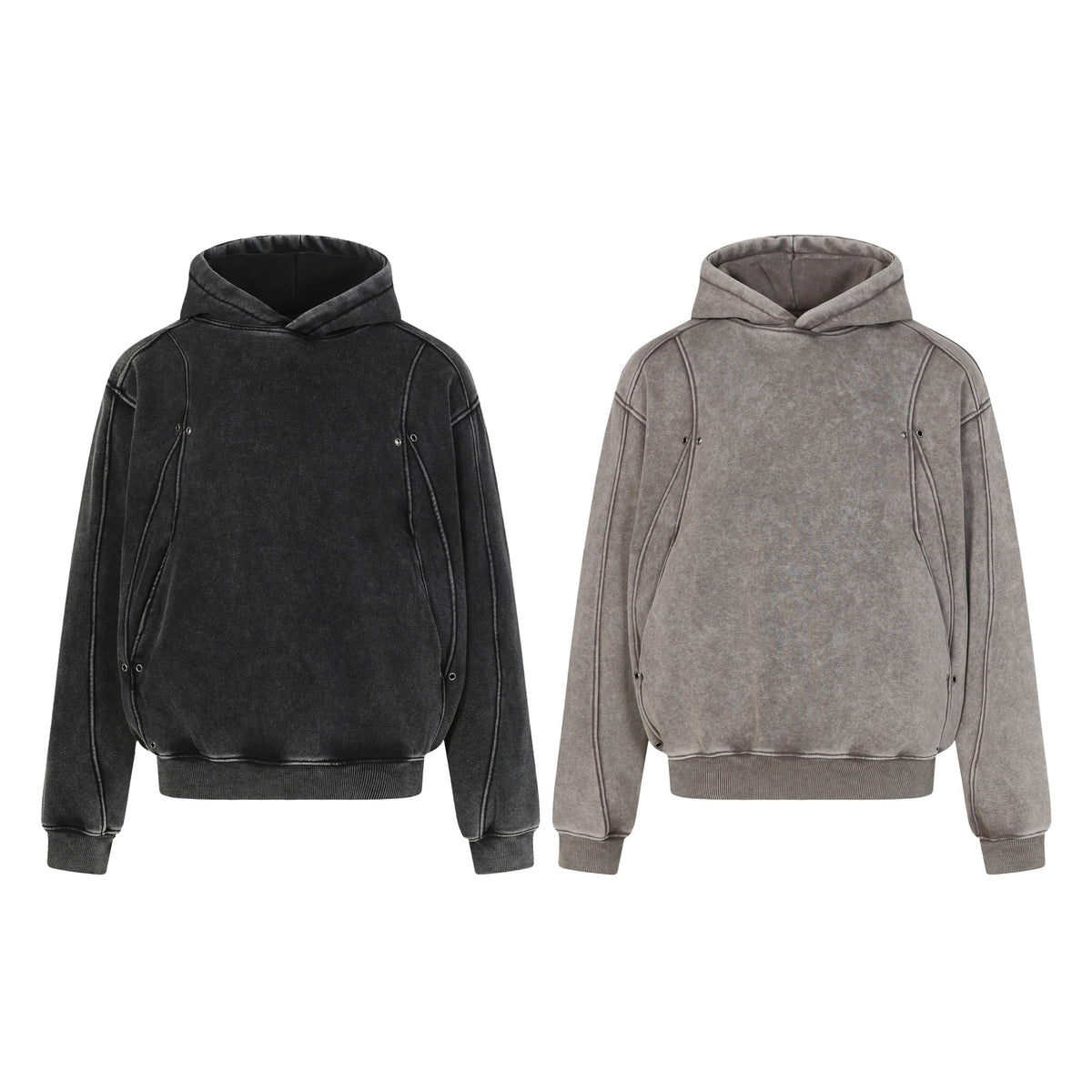 09 CC重磅水洗 雙洞釘厚實 解構帽T