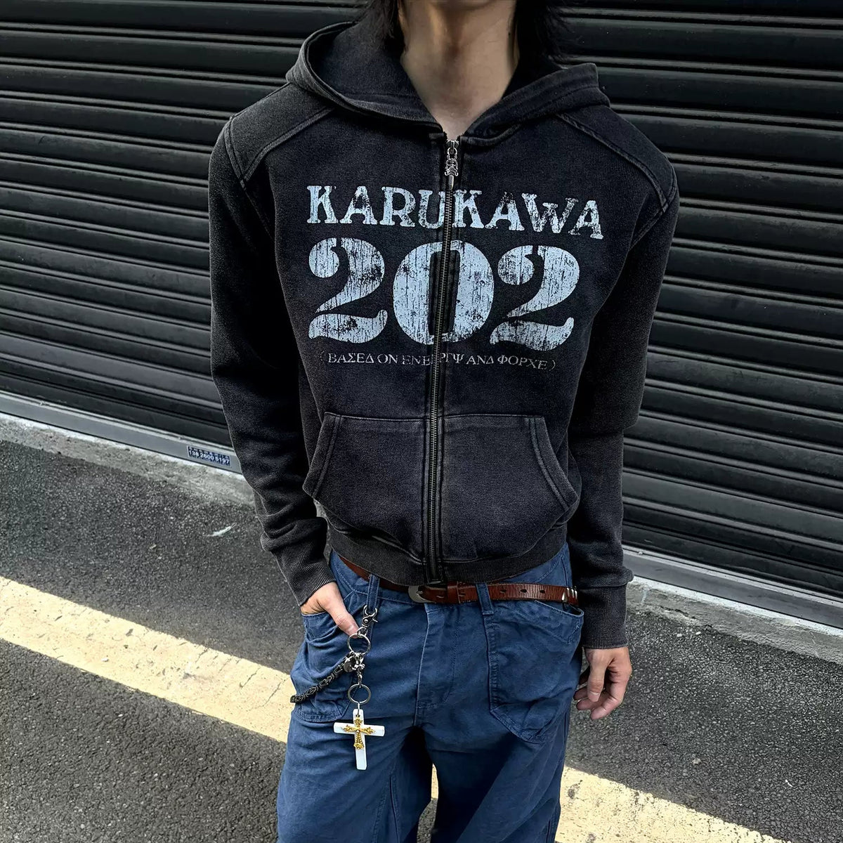 08 斑駁 202 水洗解構 短版 連帽外套