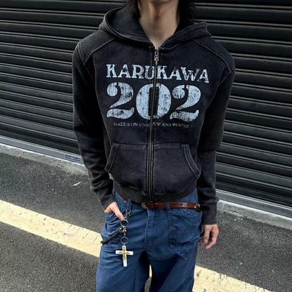 08 斑駁 202 水洗解構 短版 連帽外套