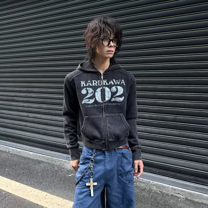 08 斑駁 202 水洗解構 短版 連帽外套