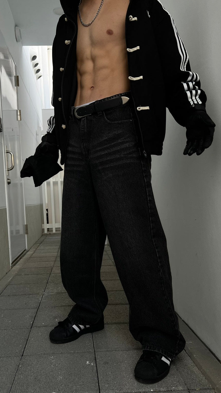 高階客製化 美式黑刷洗色丹寧褲