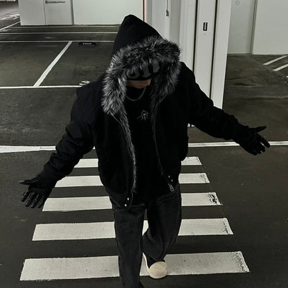 美式鯊魚鰓 Boxy座山雕加絨兔毛夾克