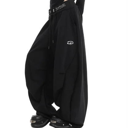 美式 解構刺繡彎刀棉褲