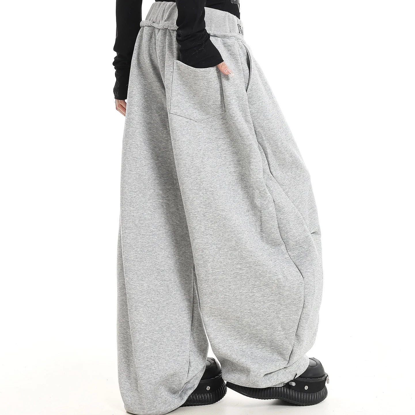 美式 解構刺繡彎刀棉褲