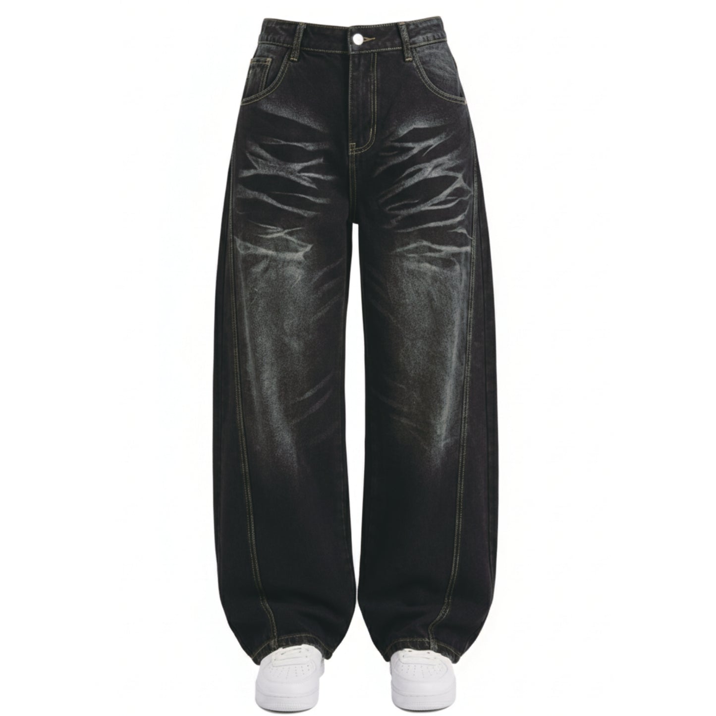 基本款 高磅刷色彎刀褲