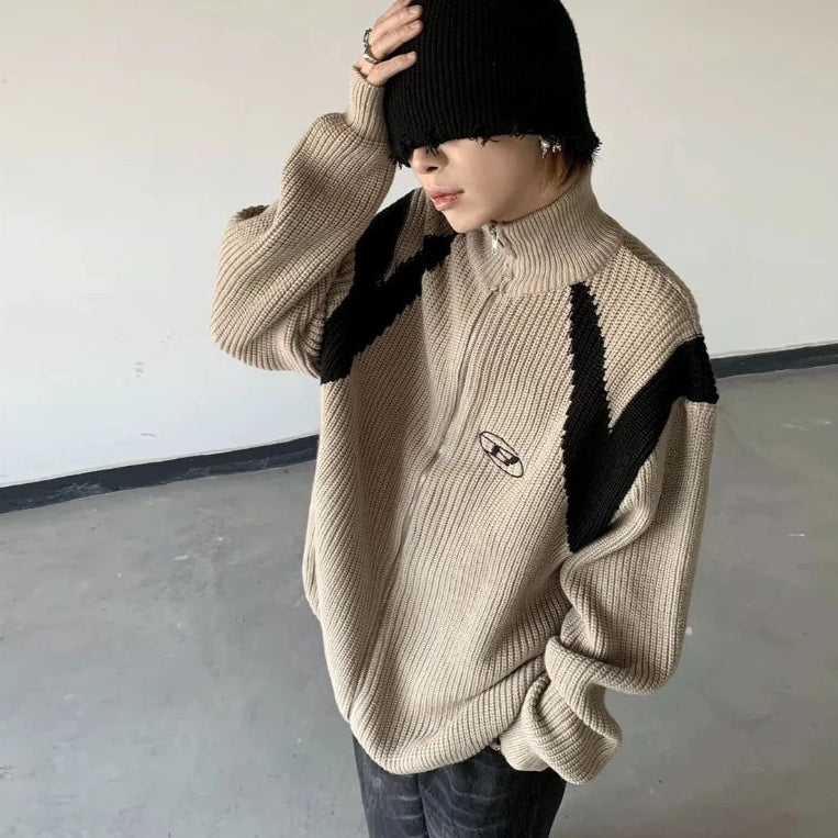【預購】韓國 槍背帶拼接針織外套
